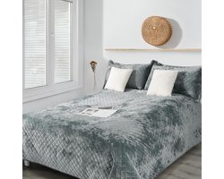 Dekbedovertrekset Fluweel - Quilt set - Slaapkamer decoratie - Steen gewassen stof - Queen size - Blauw