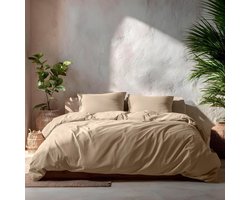 Dekbedovertrekset Katoen - Beddengoed Set - Comfortabel Slapen - 100% Natuurlijk Materiaal - 240x220 cm - Steenkleur