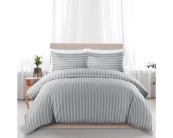 Dekbedovertrekset Tweepersoons - Satijn Beddengoed - Slaapkamer Inrichting - Hotelkwaliteit Streepdesign - Incl. 2 Kussenslopen