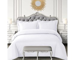Dekbedset Katoen - Beddengoed Set - Luxe Slaapkamer - 600 Draad Tellen - Queen Size - Wit
