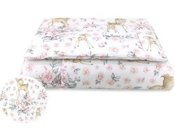 Dekbedset met Print Hertje Roze 135x100 cm + Kussen 40x60 cm