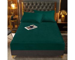 Deken 200x200 donkergroen voor boxspringbed 200x200 fleece met hoge rand