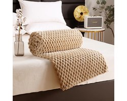 Deken - Super Zacht Extra Dik en Warm - Donzige Fleece Plaid voor Bed of Bank Decoratie - Ademend en Comfortabel - Formaat 100x150 cm - Kakikleurige Kleur