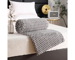 Deken - Superzachte Warme en Donzige Plaid - Extra Dikke Fleece Deken voor op de Bank - Moderne Bed en Woonkamer Decoratie - Formaat 180x200 cm - Lichtgrijze Kleur
