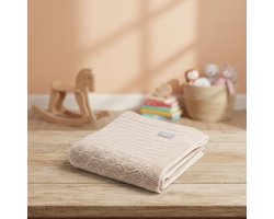Deken van merino wol - Beige - 75x95 cm - ruitjespatroon