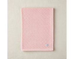 Deken van merino wol met pointelle patroon - roze