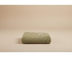 Deken van merino wol - Olijf groen - 75x95 cm - ruitjespatroon