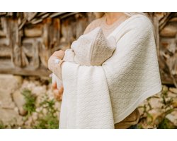 Deken van merino wol - Wit - 75x95 cm - ruitjespatroon