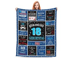 Deken - Wollen - Voor 18e - Blauw 150 x 130 cm