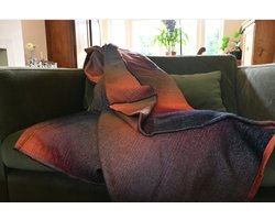 Deken Yaro Blanket Multicolor White Grey Orange Rainbow Wool, gemaakt van katoen en wol, 150 x 200 cm, woondeken, van natuurlijke materialen