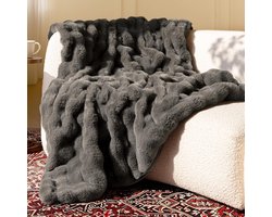 Deken - Zachte deken - Deken van imitatiebont - Bankdeken - Pluche deken voor de herfst en winter - voor banken/slaapkamers/woonkamers - 130 cm x 160 cm - Donkergrijs