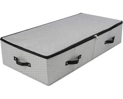 Dekenkist Grote robuuste opbergdoos onder het bed met ritssluiting - harde kunststof plaat - handgrepen aan alle kanten - donkergrijs Dekenkist