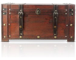 Dekenkist houten kist | Model: Boston | schatkist met slot groot in vintage-look | handgemaakte unieke schatkist | antiek design | boerenkas | met handgrepen | 50x25x28cm - handgemaakt - vintage stijl Dekenkist