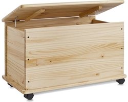 Dekenkist – Opbergkist Binnen – Zitbank Met Opbergsysteem – Houten Kist Met Deksel – Speelgoedkist Voor Kinderen – Voor Slaapkamer & Woonkamer – Op Wieltjes – Hout - Bruin