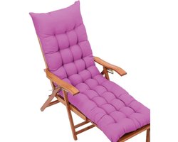 Dekenstoelkussen - Loungerkussen Ligbed - Buiten Ontspannen - Antislip Banden - 170x45cm - Lavendel Paars
