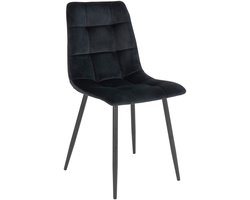 Dekker | eetkamerstoel | zwart | fluweel en staal | 45x50x90 cm | eetkamerstoel | eetkamerstoel industrieel | woonkamer stoelen | stoel | Wood Selections