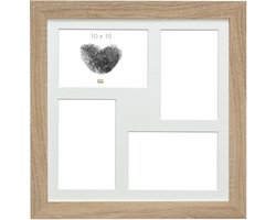 Deknudt Frames multifotolijst - naturel - collagelijst voor 4 foto's 10x15cm - met passe-partout