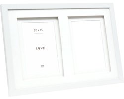 Deknudt Frames multifotolijst - wit - passe-partout - 2 foto's 10x15