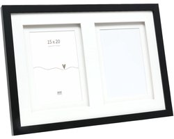 Deknudt Frames multifotolijst - zwart - passe-partout - 2 foto's 15x20