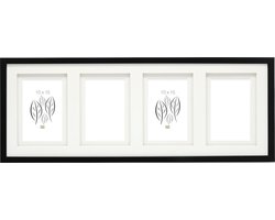 Deknudt Frames multifotolijst - zwart - passe-partout - 4 foto's 10x15