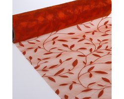 Deko Table Runner Flock Print Persimone Leafs 28 cm x 15 m