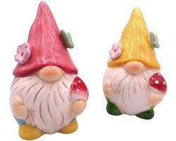 Deko-Wichtel 2er-Set - Kleurrijke Keramische Tuinfiguren - 11 cm Hoog