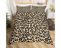 Dekobeding Set met Luipaardprint - Hoeslaken en Kussenslopen - Trendy Dierenprint Beddengoed
