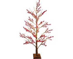 Dekoratief | Decoratieboom 'Red Berry', 72 LED, 120cm | A245002