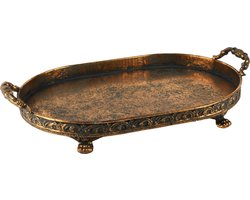 Dekoratief | Dienblad ovaal op pootjes, koper, metaal, 39x23x7cm | A245158