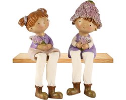 Dekoratief | Lavendelkindje m/hangbenen, lila, resina, 6x5x18cm, set van 2 stuks | A260321