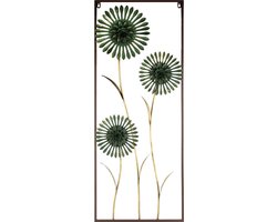 Dekoratief | Wanddecoratie m/bloemen, groen, metaal, 40x4x100cm | A240284