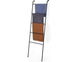 Dekoratieve handdoekladder - Opberger - Ruimte Organiseren - 5 lagen ontwerp - 162 cm hoog - Zwart