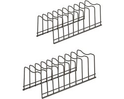 Deksel Houder Organizer - Pan Organizer - Keuken Opbergen - Roestvrij Staal - Set van 2 - Satijn Nikkel