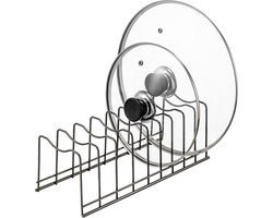 Dekselhouder Organizer, Keuken Aanrecht Opbergrek Snijplanken, Bakvormen, Potten & Pannen, Serveerdienbladen, Herbruikbare Containers in Kast Pantry, Roestvrij Staal (Satijn Nikkel, 1)
