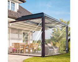 Dekzeil 3x3 m waterdicht transparant met ogen PE-afdekzeil buiten voor serre balkon planten meubels