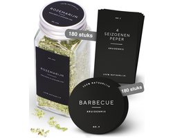 Deleca 180x Kruiden Stickers Voor Potjes - Ronde & Rechthoekige Labels - Voorraadpotten & Kruidenpotjes Etiketten - Waterdicht - Nederlands / Zwart