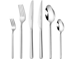 Deleca 6 Persoons Luxe RVS Bestekset Amor (36-delig) - Lepels, Messen, Vorken, Steakmessen & Gebaksvorkjes - Vaatwasserbestendig - Zilver Design Bestek - 18/0 Edelstaal