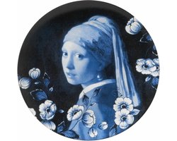 Delfts blauw wandbord Meisje met de Parel - Delfts blauw Sierbord - Wandtegel - Porselein wandbord - Vermeer - Sierbord ophangen - Incl. bevestiging - Hollandse souvenir - Relatiegeschenk - Wanddecoratie