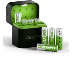 Delgeo 1.5V AA Oplaadbare Lithium Batterijen - 3600mWh Lithium Ion - Inclusief USB-C Oplaadbox - Set van 8