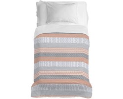 DELICATI Sprei 170 x 280 cm, eenpersoonslaken 100% katoen piqué, ideaal als meubel, dekbed voor eenpersoonsbed, patroon Azteco Orange, 100% Made in Italy