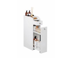 Delightness Badkamer Kast - Ladekast - Toiletkast - Badkamer Meubel - Ladekastje - Staande Badkamer Kastje - Met Laden - 40×18×70cm - Wit