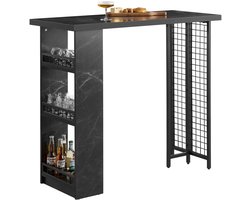 Delightness Bartafel - Eettafel - Keukentafel - Bistrotafel - Bijzettafel - Tafel - Opbergvakken Voor Glazen - Marmerlook - Chique - Zwart