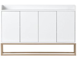 Delightness Dressoir Kast - Kasten - Opbergkast - Buffetkast - Opbergmeubel - 4 Deurs - Binnen - 120x30x80 cm - Wit - Goud