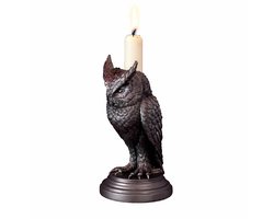 Delightness Kaarsenstandaard - Kaarsenhouder - Kandelaar - Uil - Uilen Accecoires - Huis Decoratie - Halloween - Gothic - Bruin