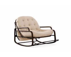 Delightness Schommelstoel - Loungestoel - Relaxstoel - Ei Vormig - Met Kussen - Buiten - Binnen - Zonneklep - Rotan - Beige