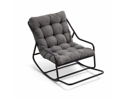 Delightness Schommelstoel - Loungestoel - Relaxstoel - Ei Vormig - Wipstoel - Met Kussen - Buiten - Binnen - Zwart - Antraciet