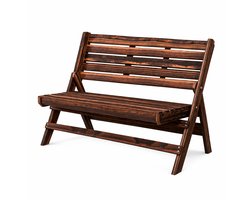 Delightness Tuinbank - Tuinmeubel - 122x63x83cm - Buitenbank - Loungebank - Opklapbaar - Buiten - Tuin - 2 Personen - Hout - Bruin