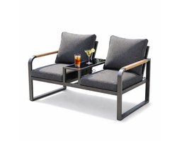 Delightness Tuinbank - Tuinstoelen - Tuinbank Met Tafel - Tuinmeubel - Tuin - Buiten - Buitenbank - Loungebank - Antraciet