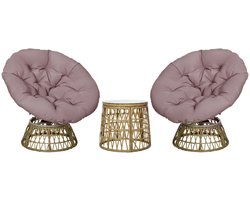 Delightness Tuinmeubelset - Bijzettafel - 2 Stoelen - 3-delige - 2 Personen - Bistroset - Salontafel - Schotelstoelen - Antraciet