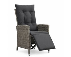 Delightness Tuinstoel - Verstelbaar - Tuinmeubel - Tuin - Buiten - Voetsteun - Kussen - 59x56x110cm - Rotan - Licht Grijs